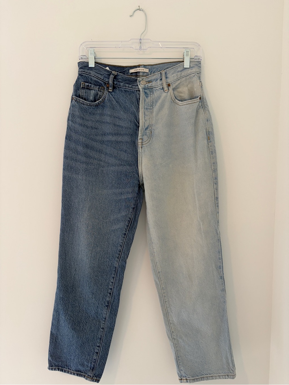 PacSun Two-Tone High-Rise Jeans — Dark Blue & Light Blue